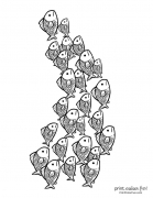 Public-Domain-Adult-Coloring-Page-School-Fish